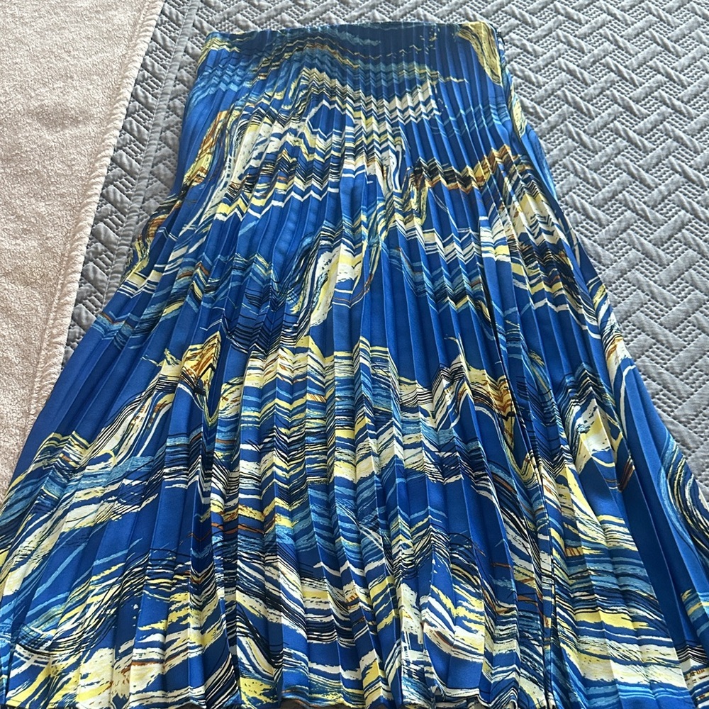 Nine West A-Line Skirt in Blue and Yellow